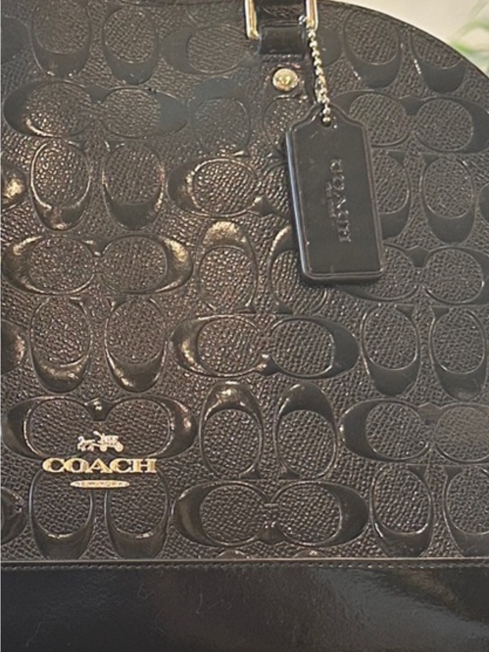 Coach Sierra Satchel Black Embossed Leather Patent Leather Bottom  Satchel - Picture 2 of 10